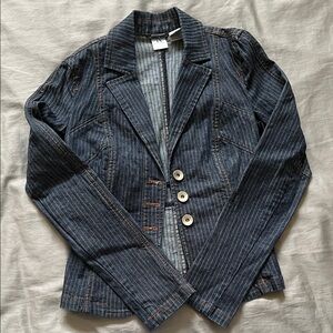 A/X Armani Exchange Dark Blue Striped Denim Jacket Women's